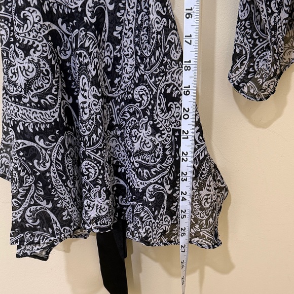 Chic Paisley Tie-Front or Tie back Blouse women’s 3/4 Sleeve top Size S (6-8) - Picture 11 of 16